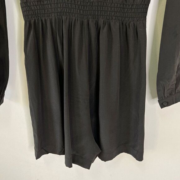CLEARANCE - Charlie Jade Gray 100% Silk Long Sleeve Romper with Pockets - Picture 6 of 8